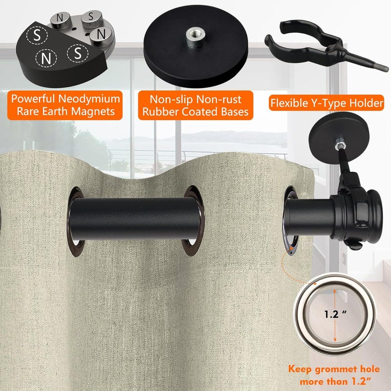 MUTUACTOR 1PCS Magnetic Curtain Rods for Metal Doors,Strong Magnetic Mount Door Curtains Rods for 13" to 26”,Adjustable Window Curtain Rod Versatile Y-Clamp Magnets Holders for Kitchen Garage Room - Image 4